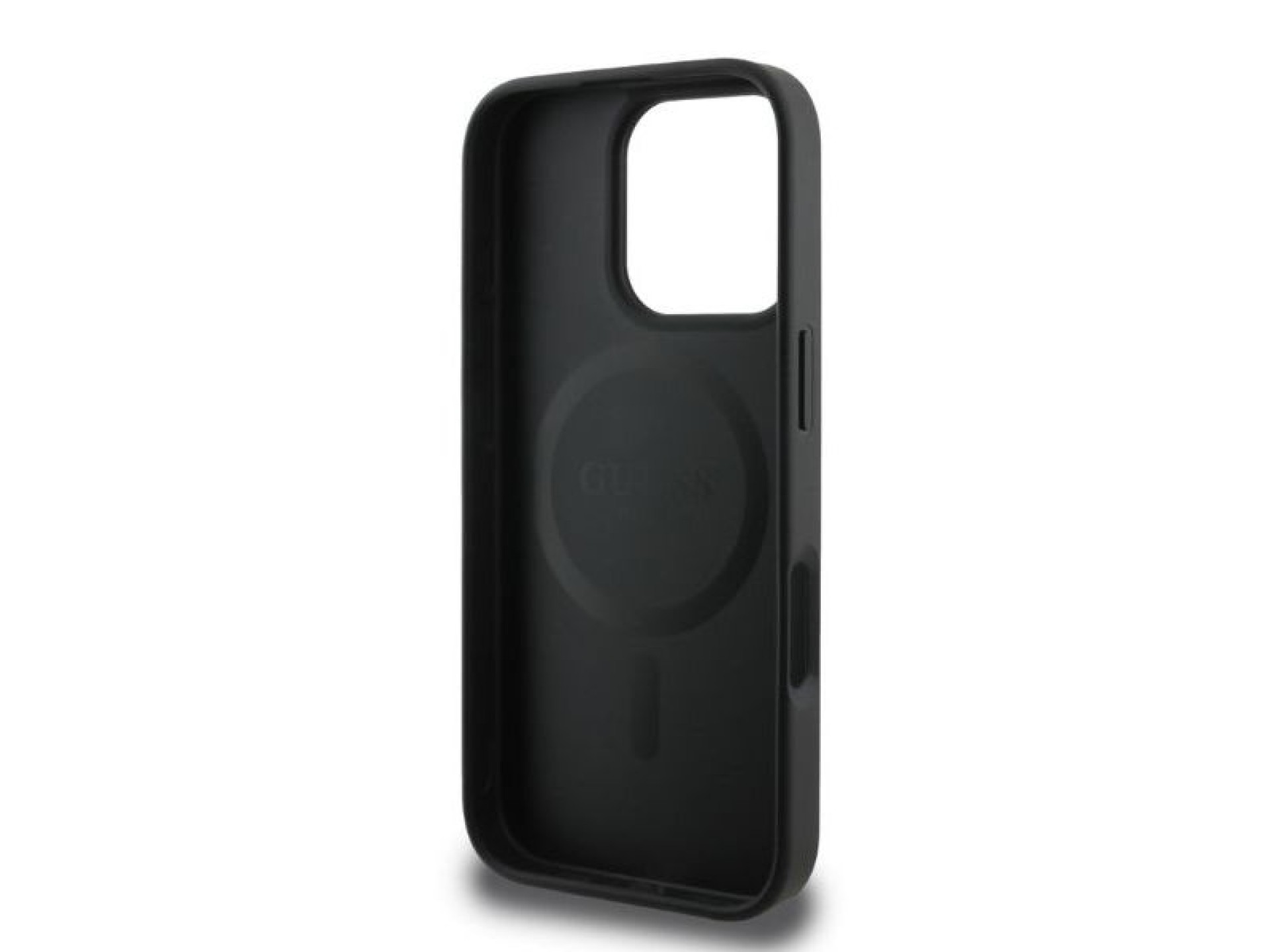 Funda Guess 4G con estampado de rayas y MagSafe para iPhone 16 Pro - negra