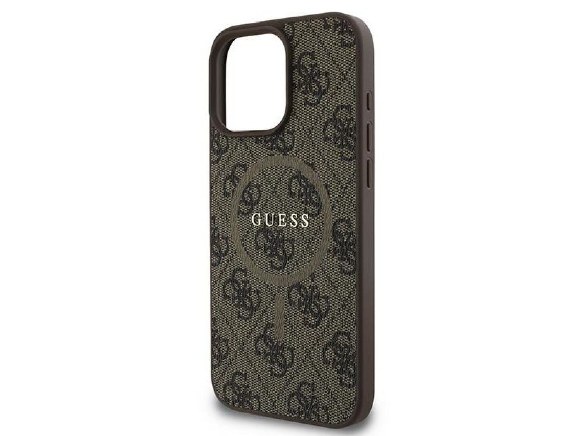 Capa Guess 4G Ring Classic Logo MagSafe para iPhone 16 Pro - Marrom