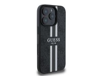Funda Guess 4G con estampado de rayas y MagSafe para iPhone 16 Pro - negra Funda Guess 4G con estampado de rayas y MagSafe para iPhone 16 Pro - negra