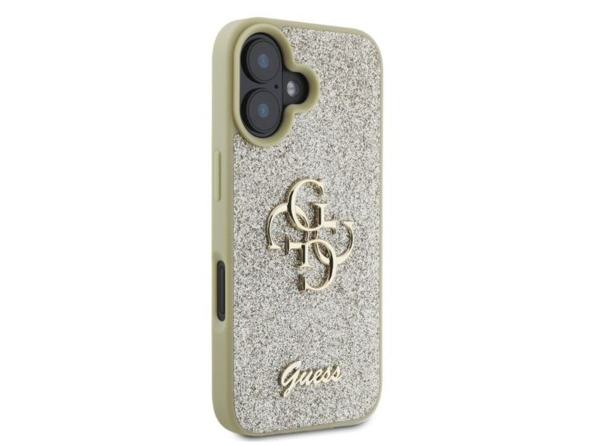Capa Guess Fixed Glitter Big 4G para iPhone 16 - Dourada