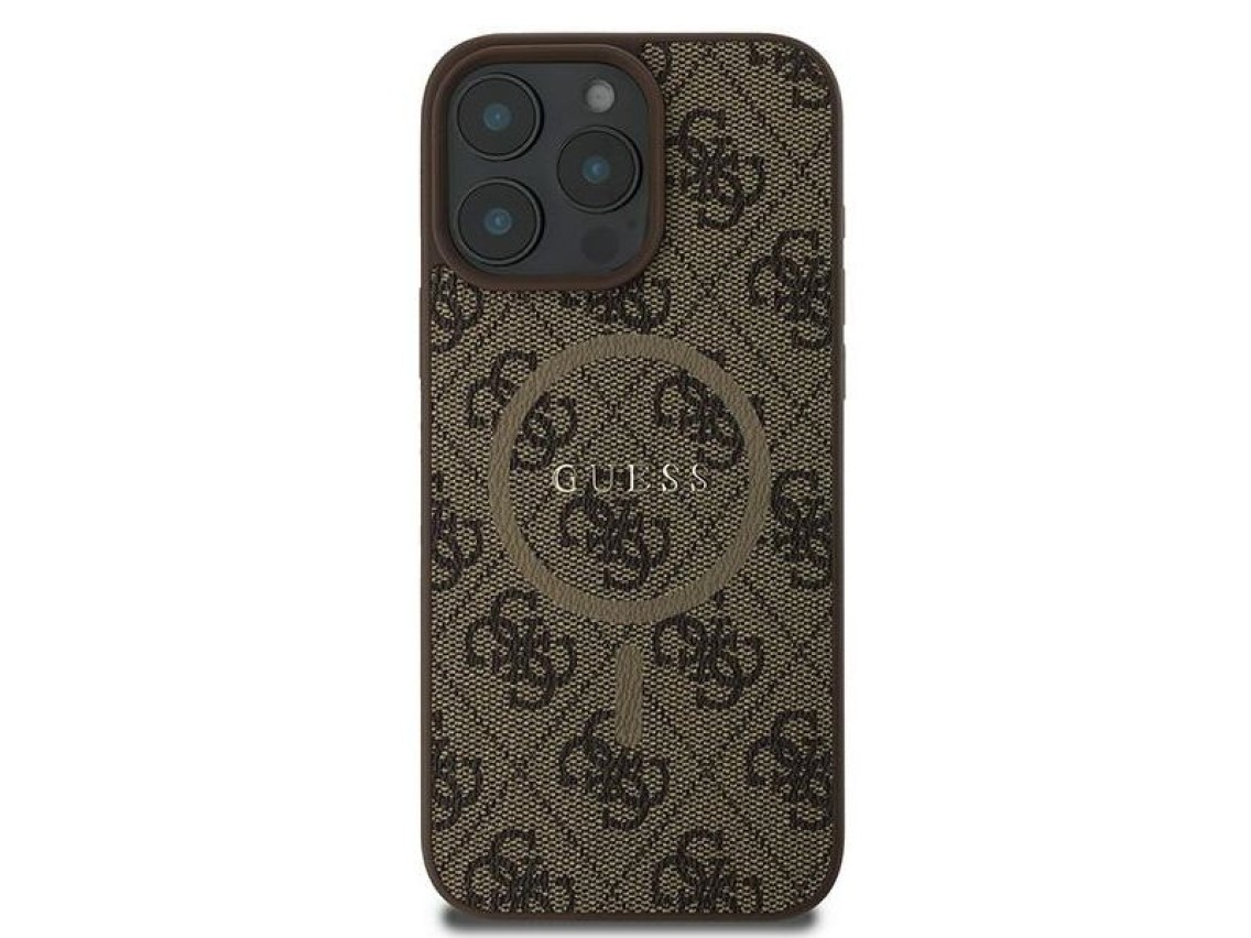 Capa Guess 4G Ring Classic Logo MagSafe para iPhone 16 Pro - Marrom