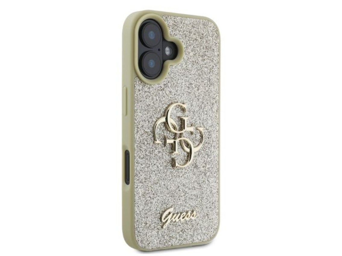Capa Guess Fixed Glitter Big 4G para iPhone 16 - Dourada