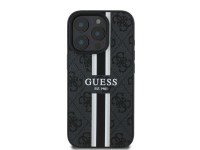 Funda Guess 4G con estampado de rayas y MagSafe para iPhone 16 Pro - negra Funda Guess 4G con estampado de rayas y MagSafe para iPhone 16 Pro - negra
