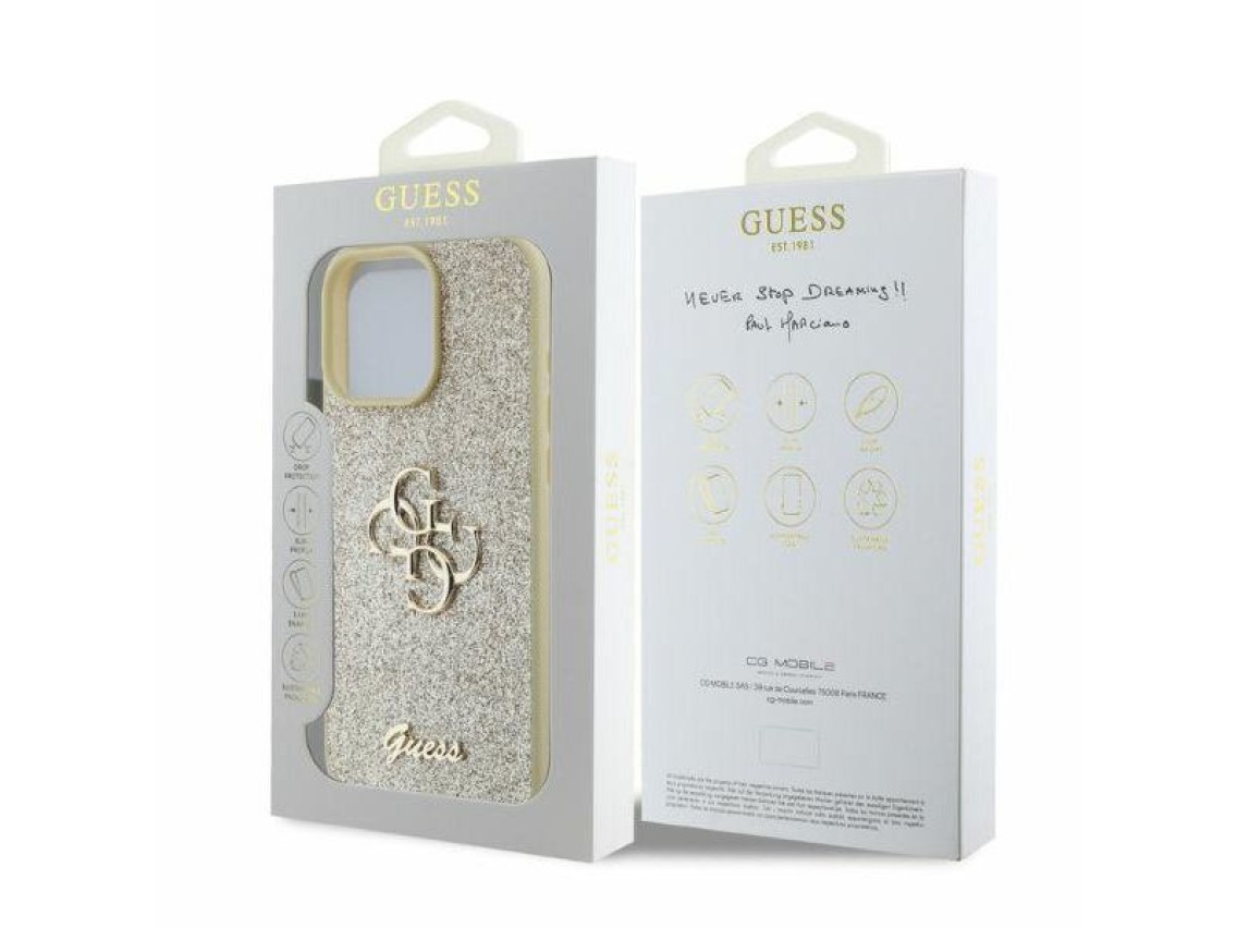 Guess Fixed Glitter Big 4G case for iPhone 16 Pro Max - gold