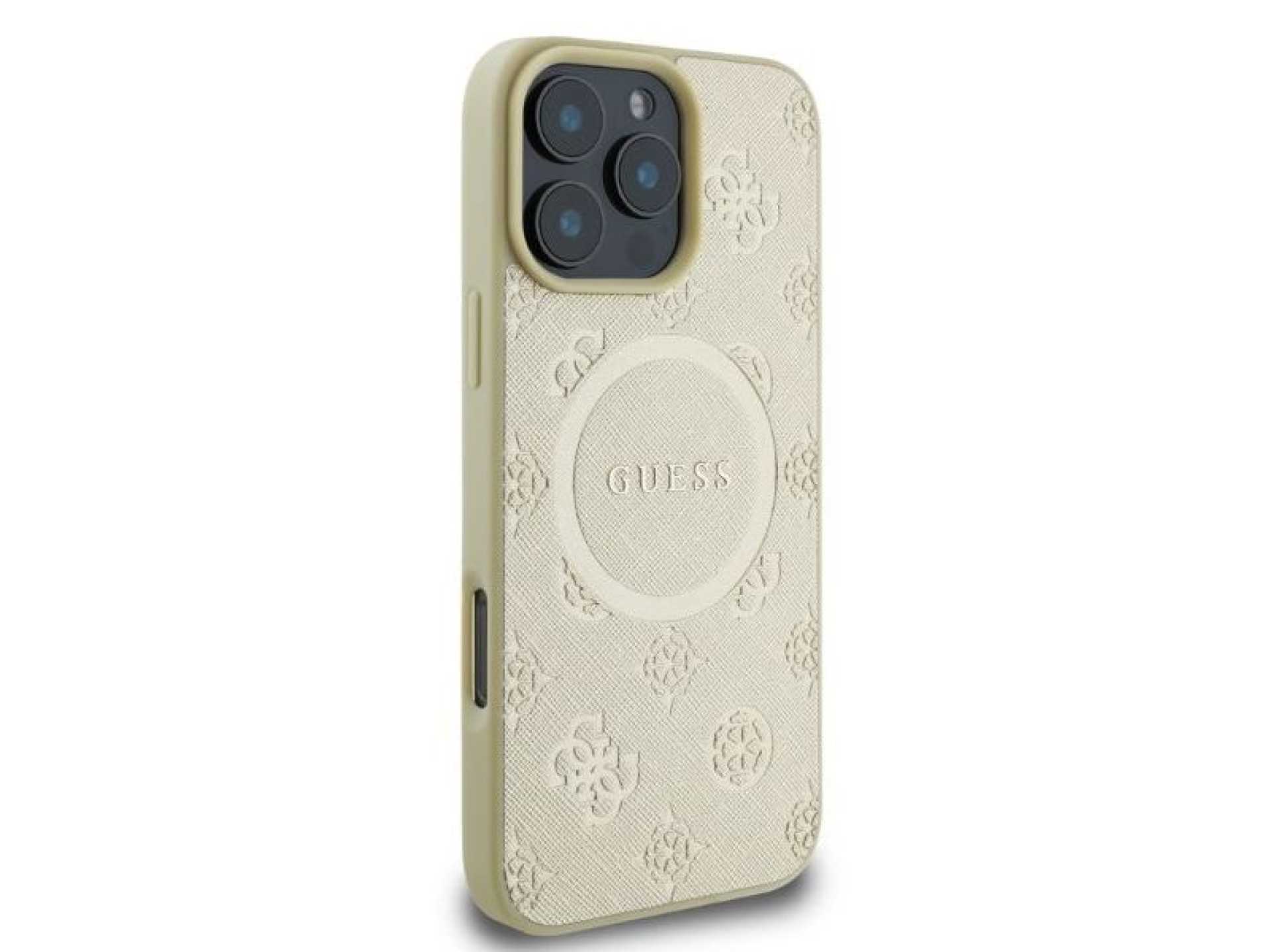 Guess Saffiano Peony Classic Logo MagSafe case for iPhone 16 Pro - gold