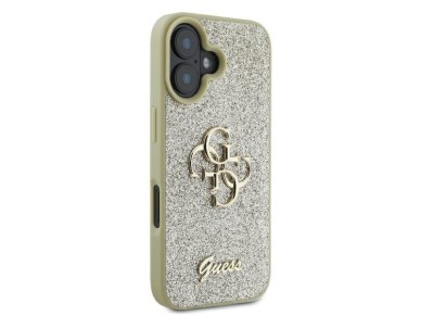Capa Guess Fixed Glitter Big 4G para iPhone 16 Plus - Dourada Capa Guess Fixed Glitter Big 4G para iPhone 16 Plus - Dourada
