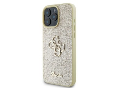 Guess Fixed Glitter Big 4G case for iPhone 16 Pro Max - gold Guess Fixed Glitter Big 4G case for iPhone 16 Pro Max - gold