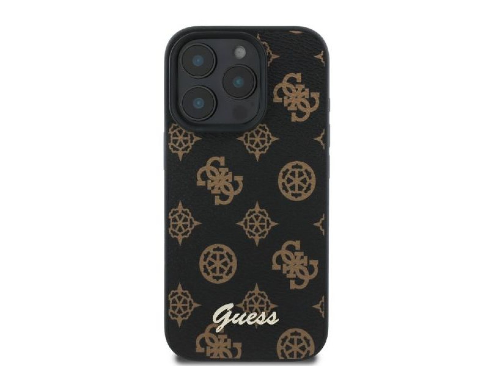 Capa Guess Peony Script MagSafe para iPhone 16 Pro - Preta