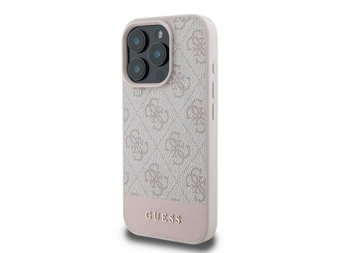 Capa Guess 4G com listra na parte inferior para iPhone 16 Pro Max - Rosa