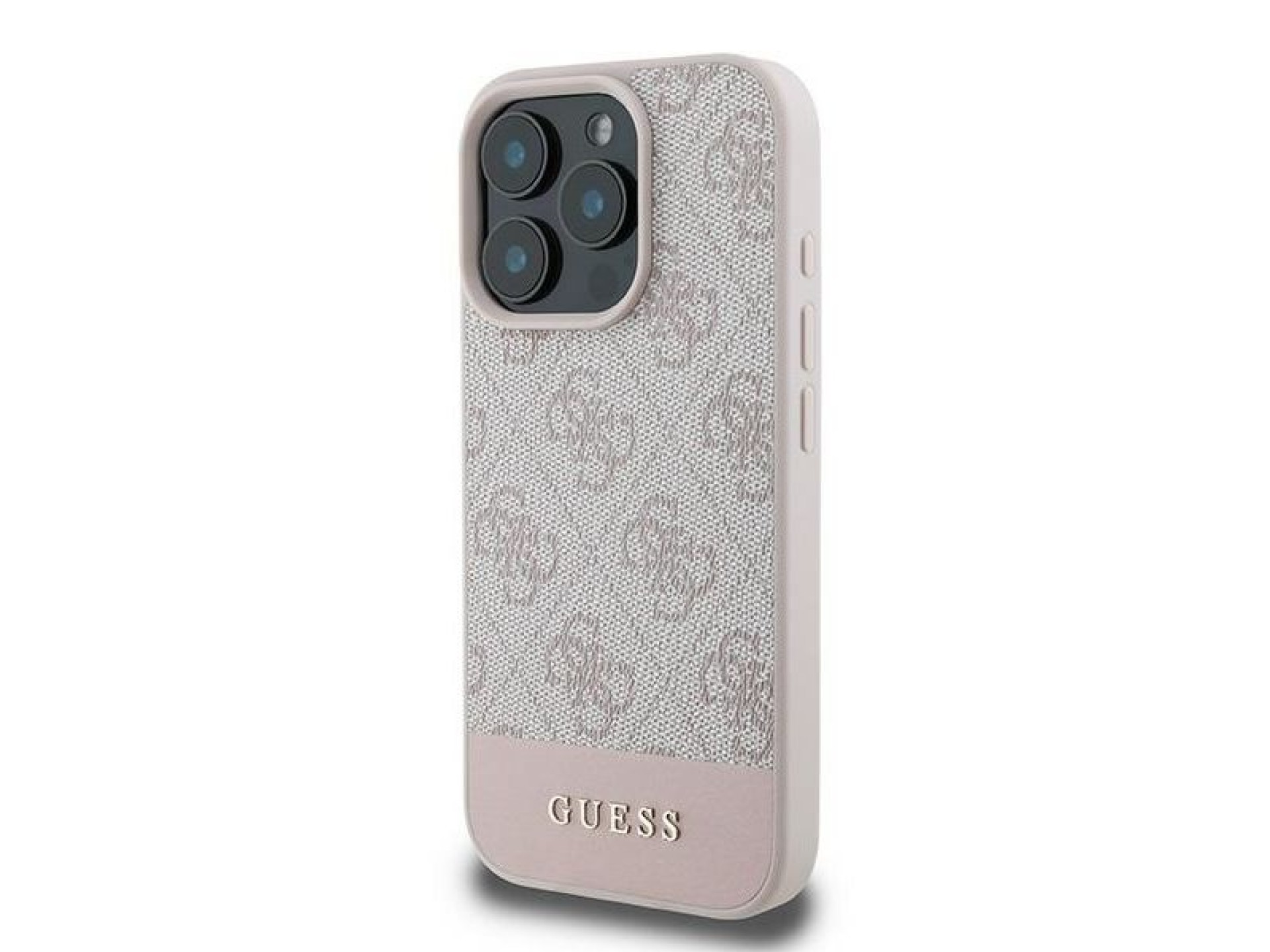 Capa Guess 4G com listra na parte inferior para iPhone 16 Pro Max - Rosa