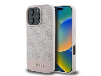 Capa Guess 4G com listra na parte inferior para iPhone 16 Pro Max - Rosa