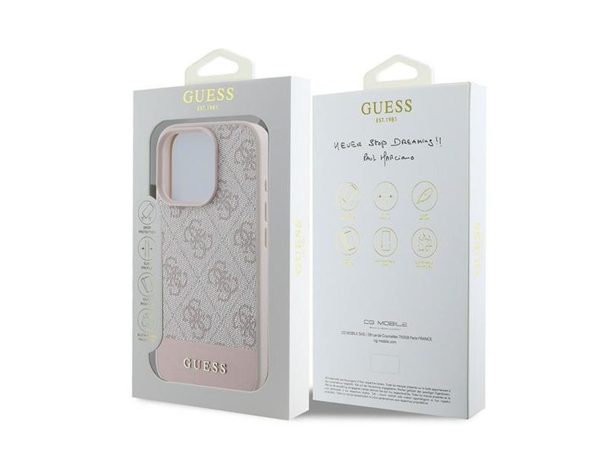 Capa Guess 4G com listra na parte inferior para iPhone 16 Pro Max - Rosa