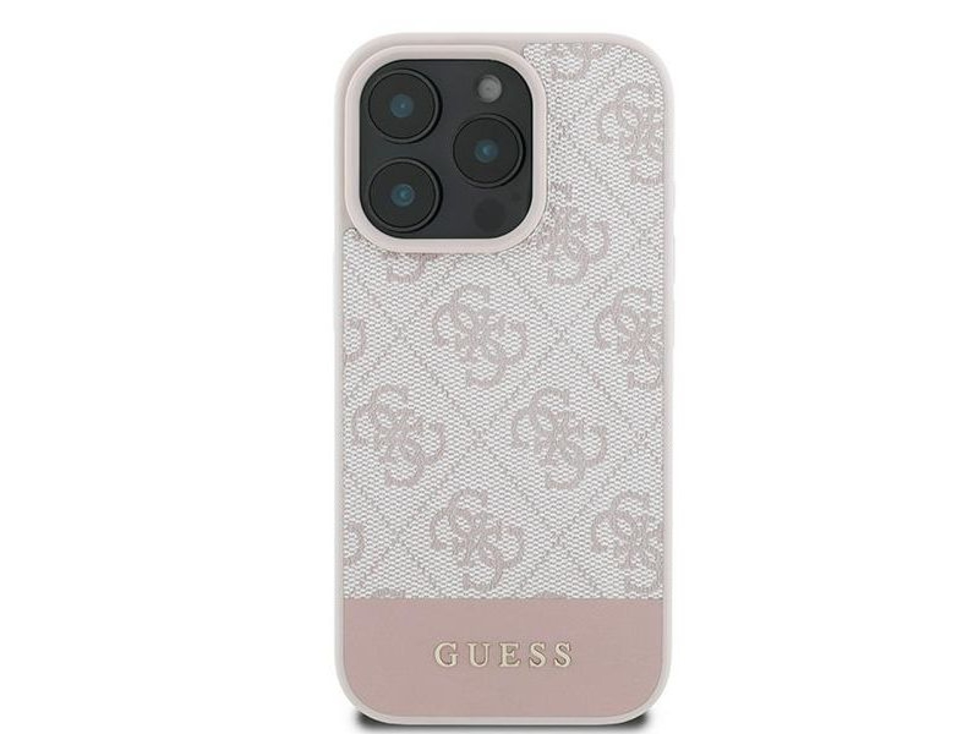 Capa Guess 4G com listra na parte inferior para iPhone 16 Pro Max - Rosa