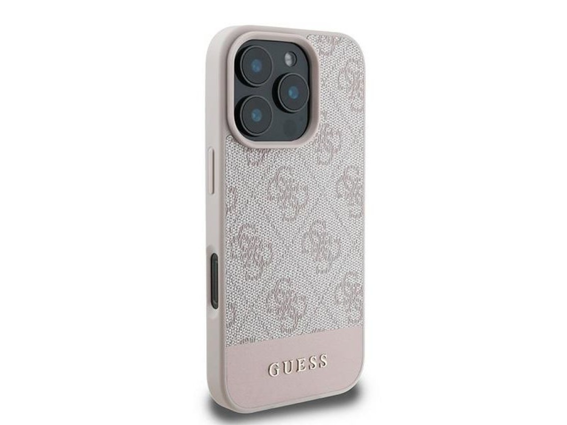 Capa Guess 4G com listra na parte inferior para iPhone 16 Pro Max - Rosa