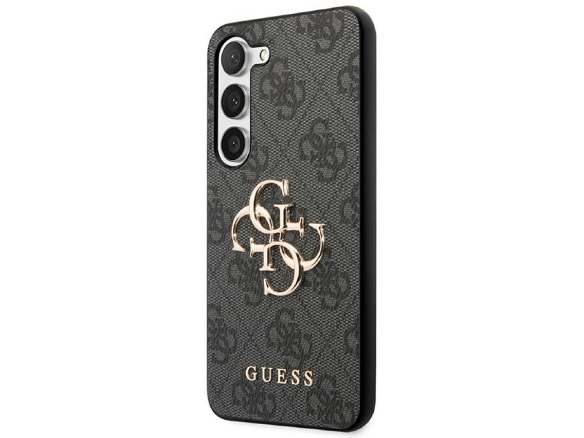 Funda Guess 4G con logo metálico grande para Samsung Galaxy A55 - negra