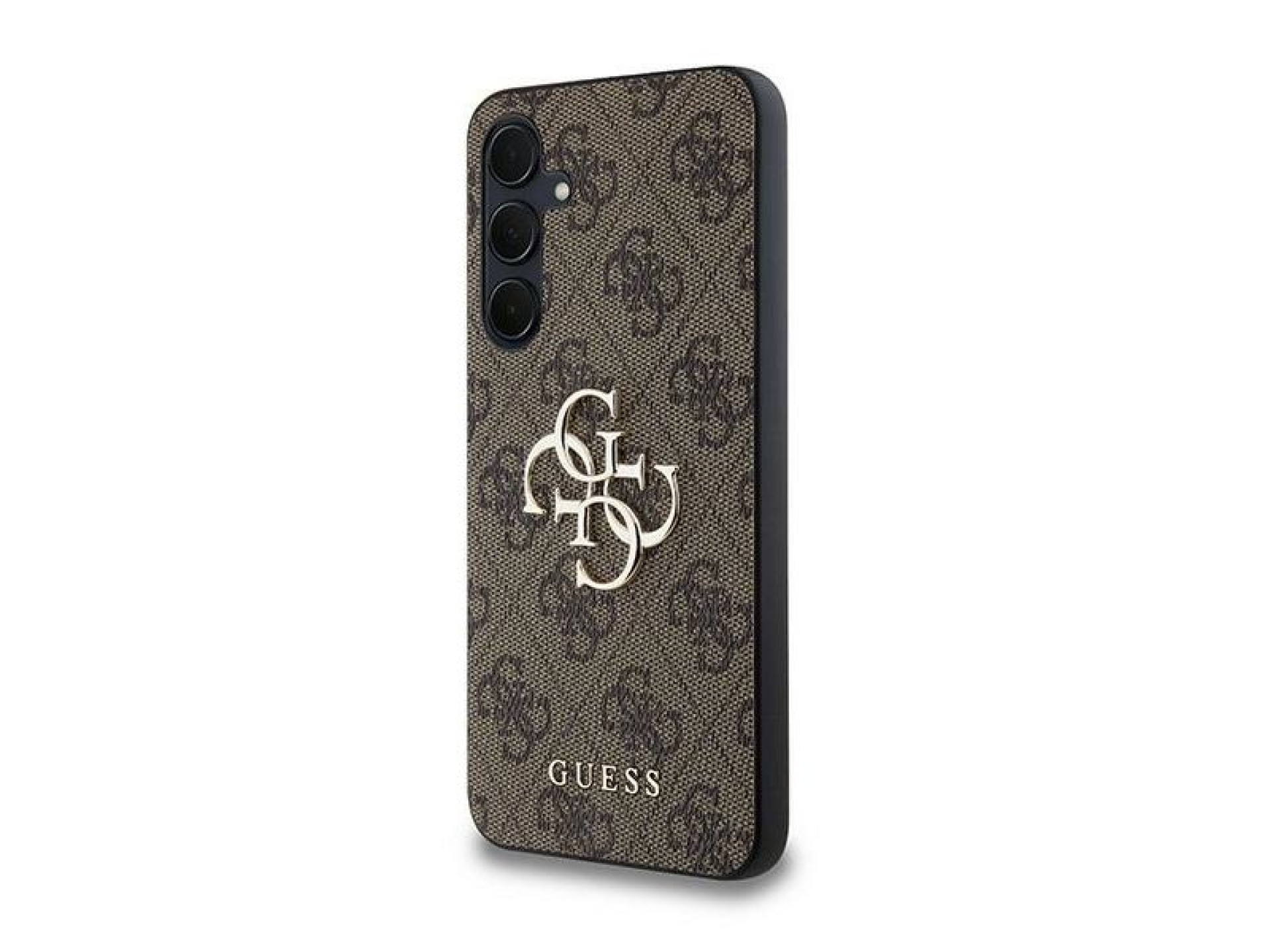 Capa Guess 4G com logo grande em metal para Samsung Galaxy A35 - marrom
