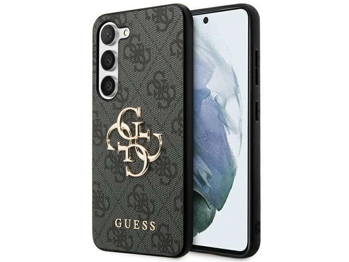 Funda Guess 4G con logo metálico grande para Samsung Galaxy A55 - negra