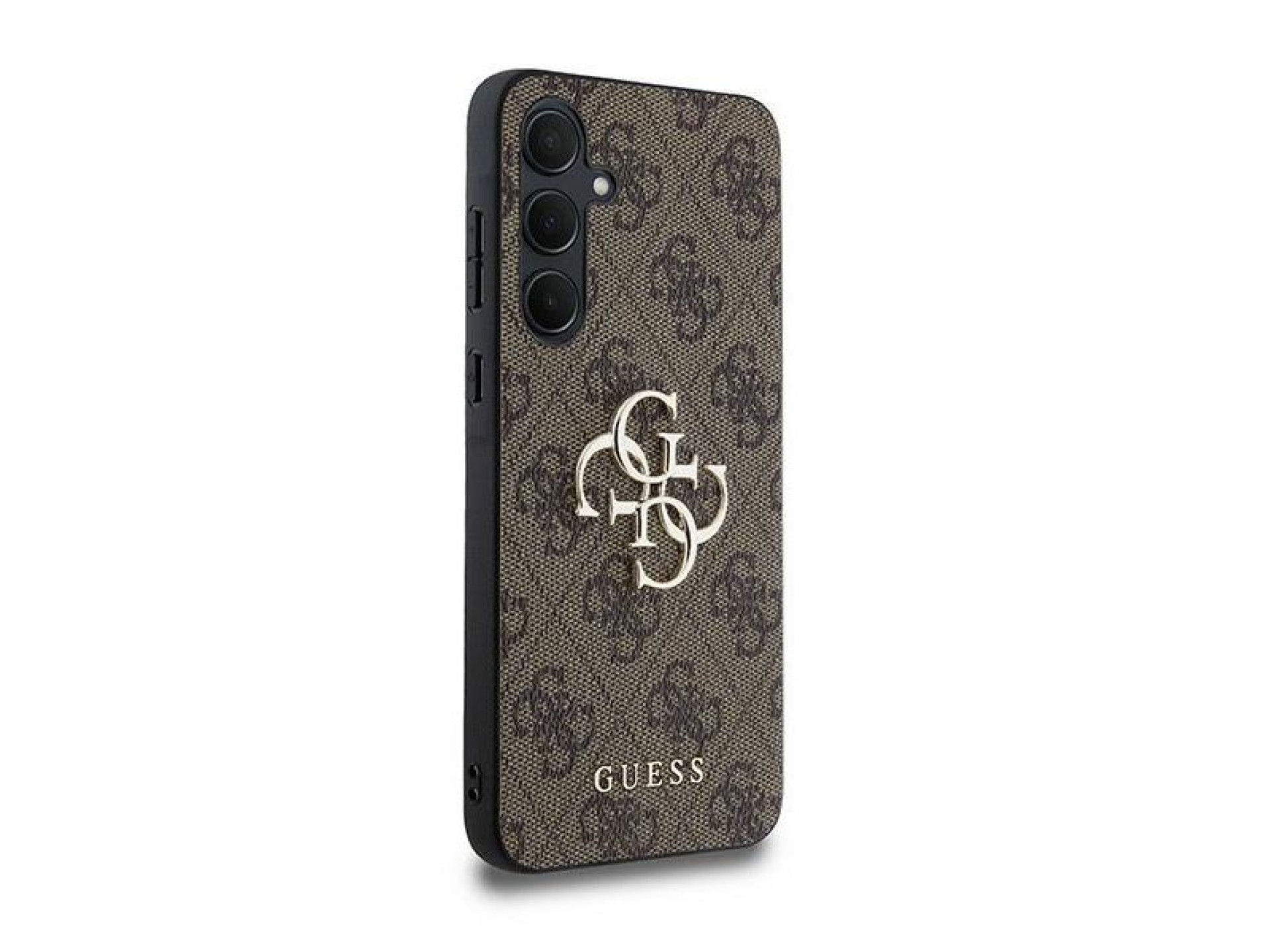 Capa Guess 4G com logo grande em metal para Samsung Galaxy A35 - marrom