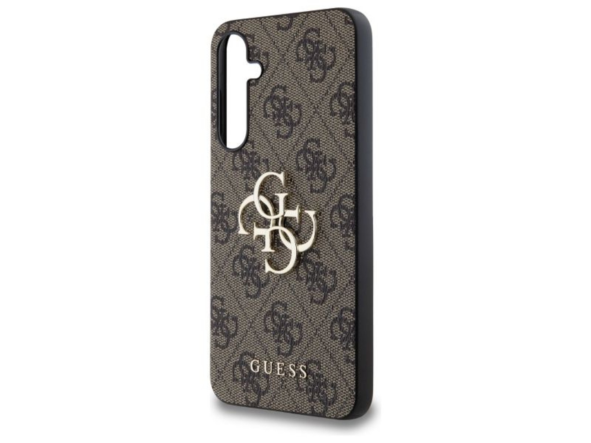 Capa Guess 4G com logo grande em metal para Samsung Galaxy A55 - marrom