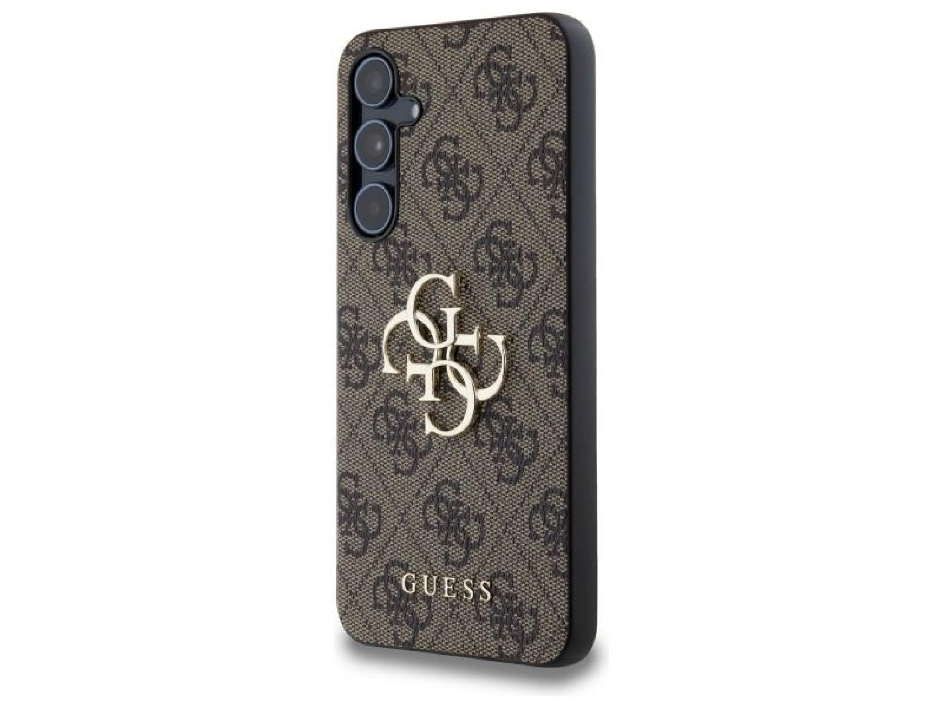 Capa Guess 4G com logo grande em metal para Samsung Galaxy A55 - marrom