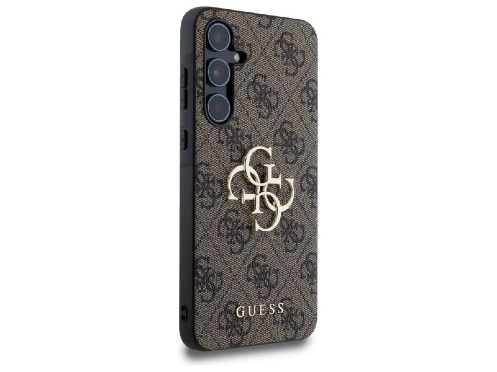 Capa Guess 4G com logo grande em metal para Samsung Galaxy A55 - marrom