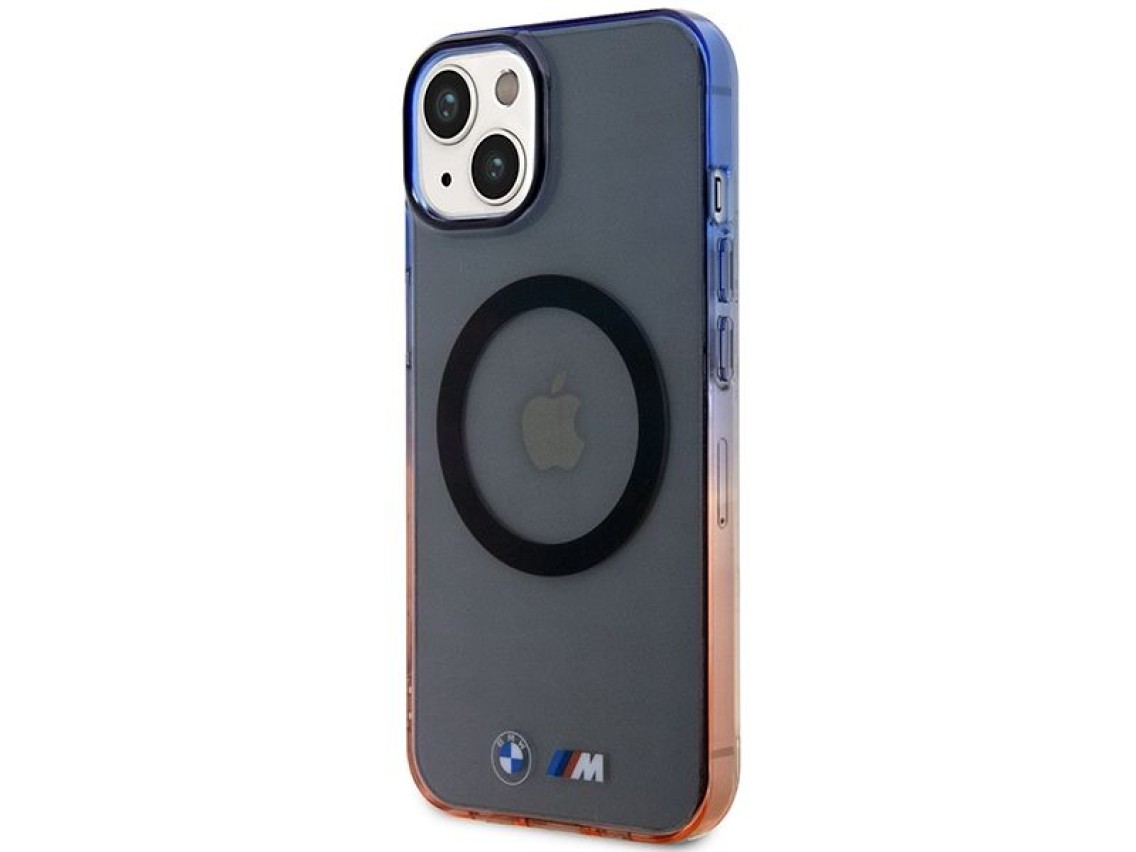 Funda BMW BMHMP14SHTGE para iPhone 14 de 6,1" gris/gris, carcasa rígida, borde degradado, MagSafe.