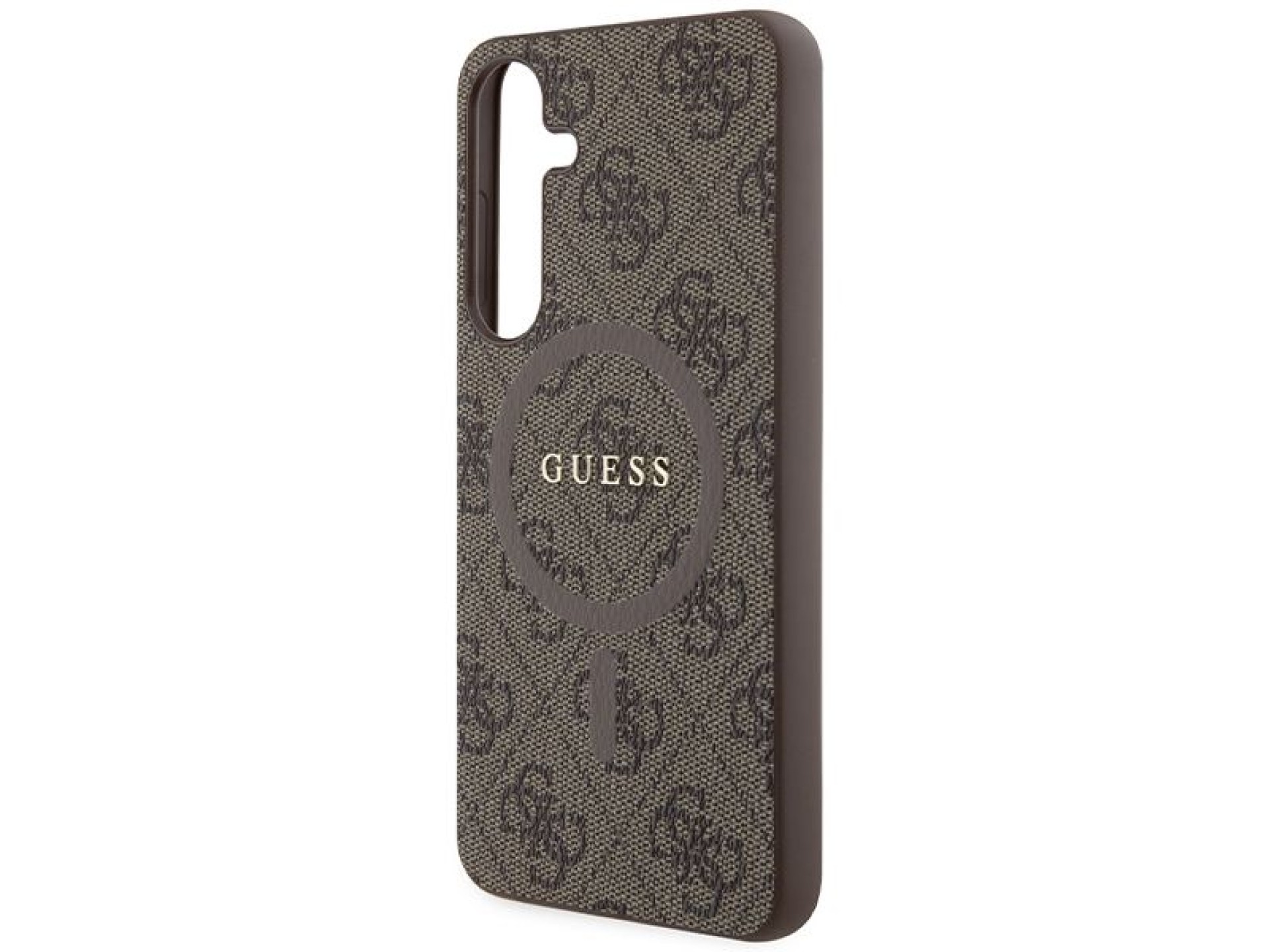 Guess 4G Collection Leather Metal Logo MagSafe case for Samsung Galaxy S24+ - brown