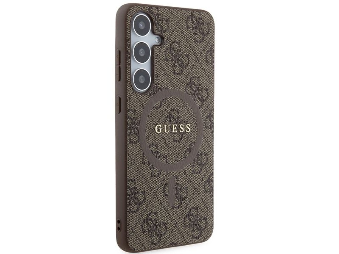 Guess 4G Collection Leather Metal Logo MagSafe case for Samsung Galaxy S24+ - brown