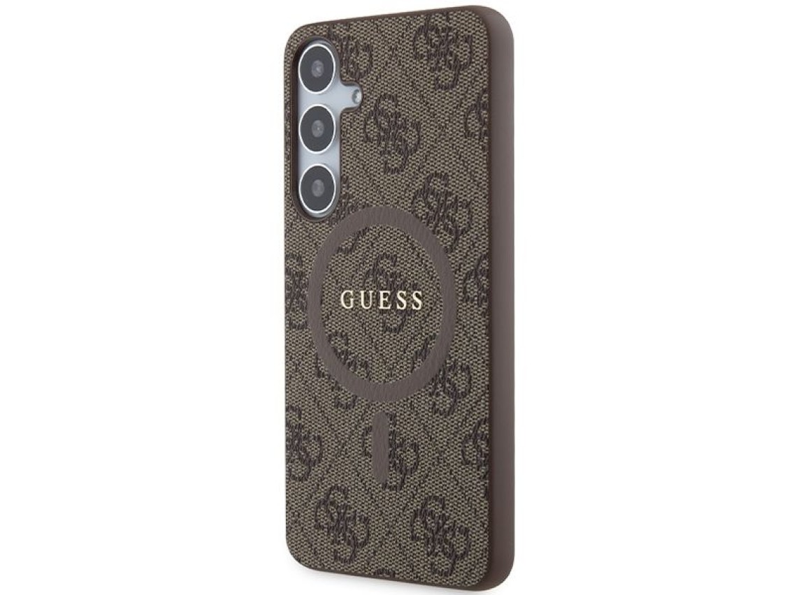 Guess 4G Collection Leather Metal Logo MagSafe case for Samsung Galaxy S24+ - brown