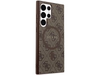 Capa Guess 4G Collection em couro com logo metálico e MagSafe para Samsung Galaxy S24 Ultra - Marrom Capa Guess 4G Collection em couro com logo metálico e MagSafe para Samsung Galaxy S24 Ultra - Marrom