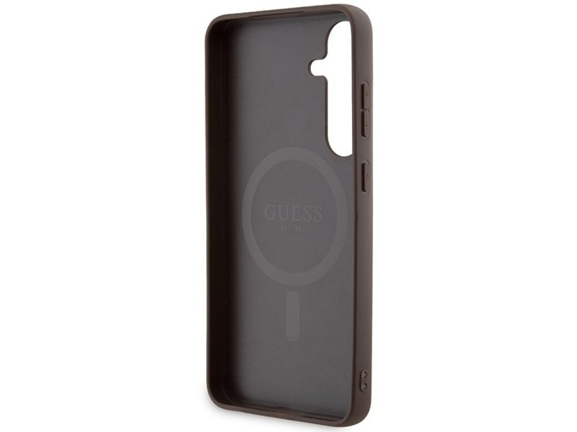 Guess 4G Collection Leather Metal Logo MagSafe case for Samsung Galaxy S24+ - brown