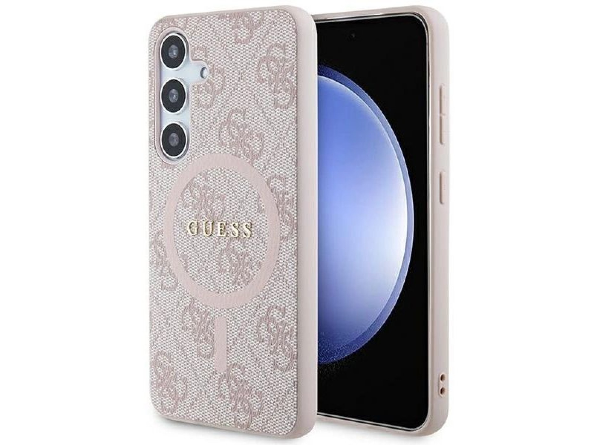 Guess 4G Collection Leather Metal Logo MagSafe Case for Samsung Galaxy S24 - Pink