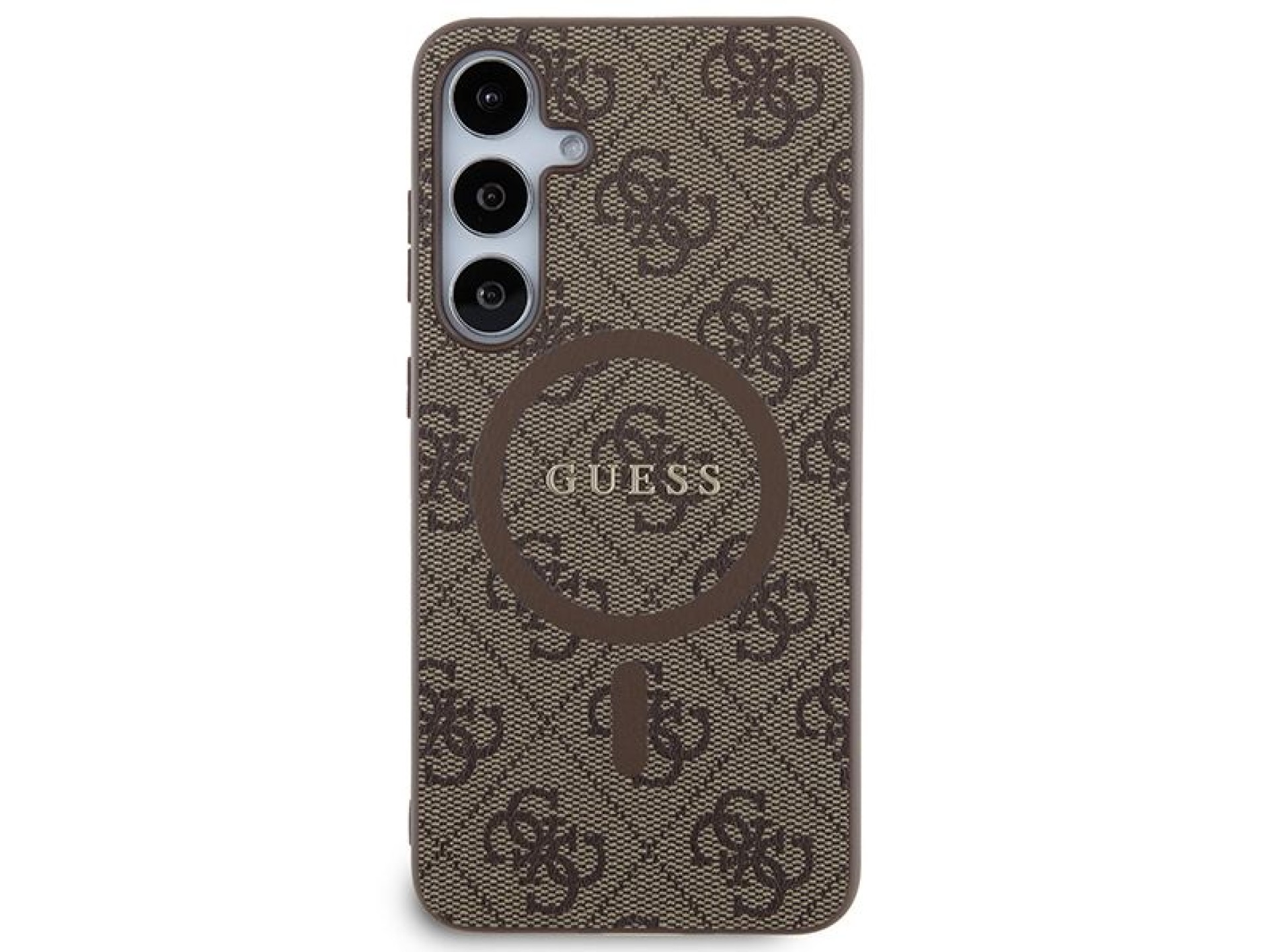 Guess 4G Collection Leather Metal Logo MagSafe case for Samsung Galaxy S24+ - brown