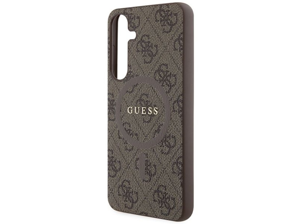 Guess 4G Collection Leather Metal Logo MagSafe case for Samsung Galaxy S24+ - brown