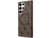 Capa Guess 4G Collection em couro com logo metálico e MagSafe para Samsung Galaxy S24 Ultra - Marrom Capa Guess 4G Collection em couro com logo metálico e MagSafe para Samsung Galaxy S24 Ultra - Marrom