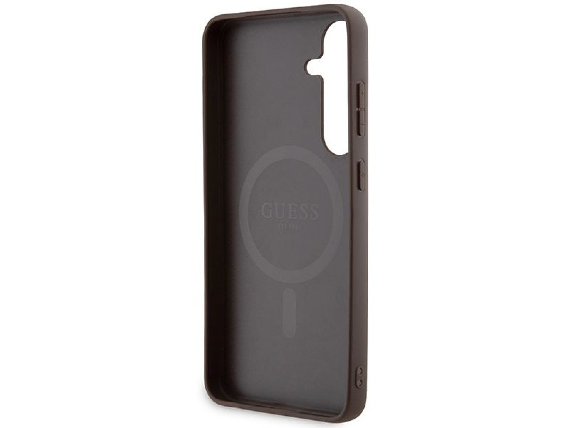 Guess 4G Collection Leather Metal Logo MagSafe case for Samsung Galaxy S24+ - brown