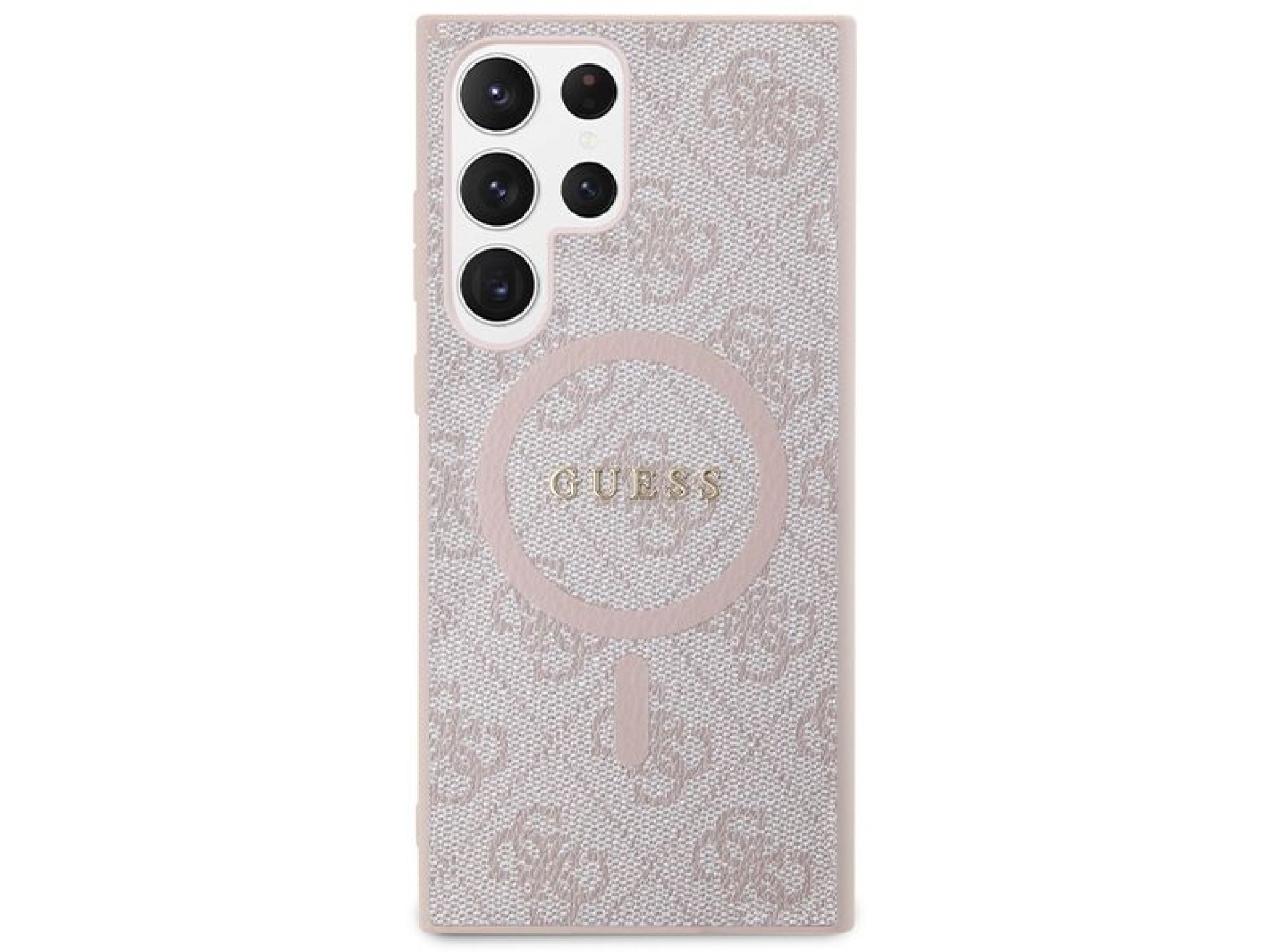 Funda Guess 4G Collection de cuero con logo metálico y MagSafe para Samsung Galaxy S24 Ultra - Rosa