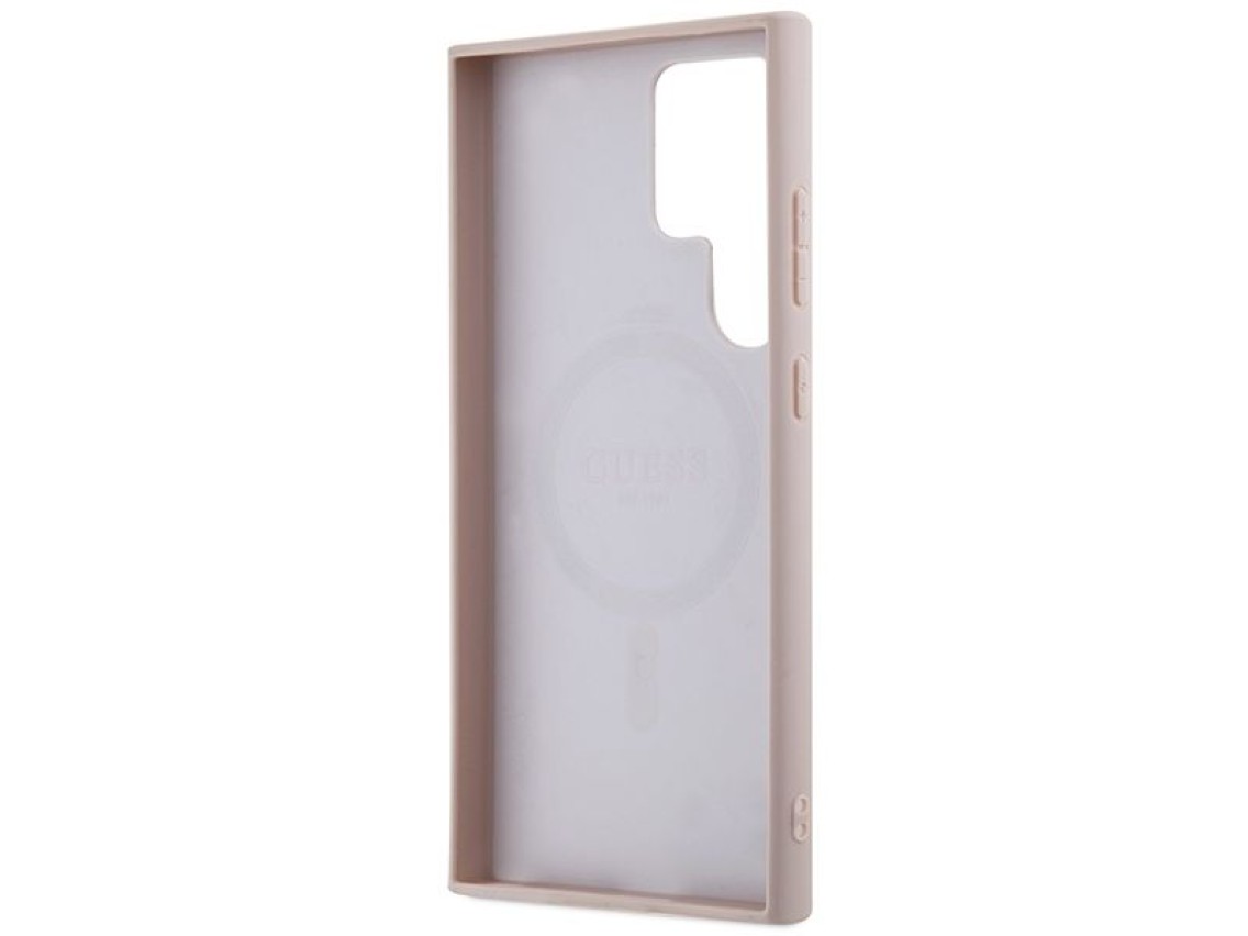 Funda Guess 4G Collection de cuero con logo metálico y MagSafe para Samsung Galaxy S24 Ultra - Rosa