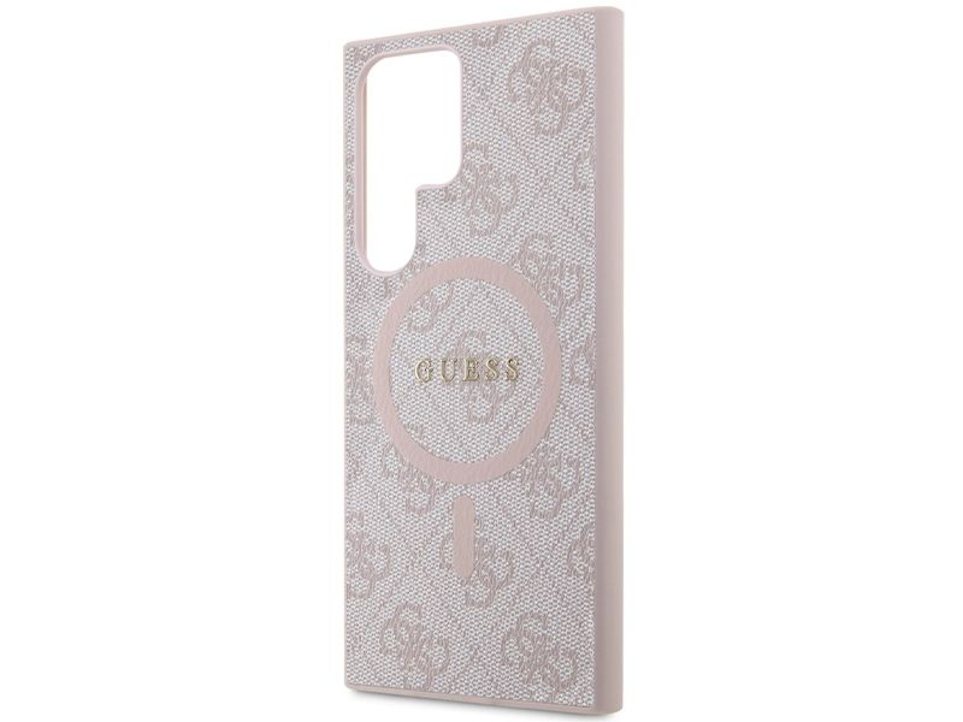 Funda Guess 4G Collection de cuero con logo metálico y MagSafe para Samsung Galaxy S24 Ultra - Rosa