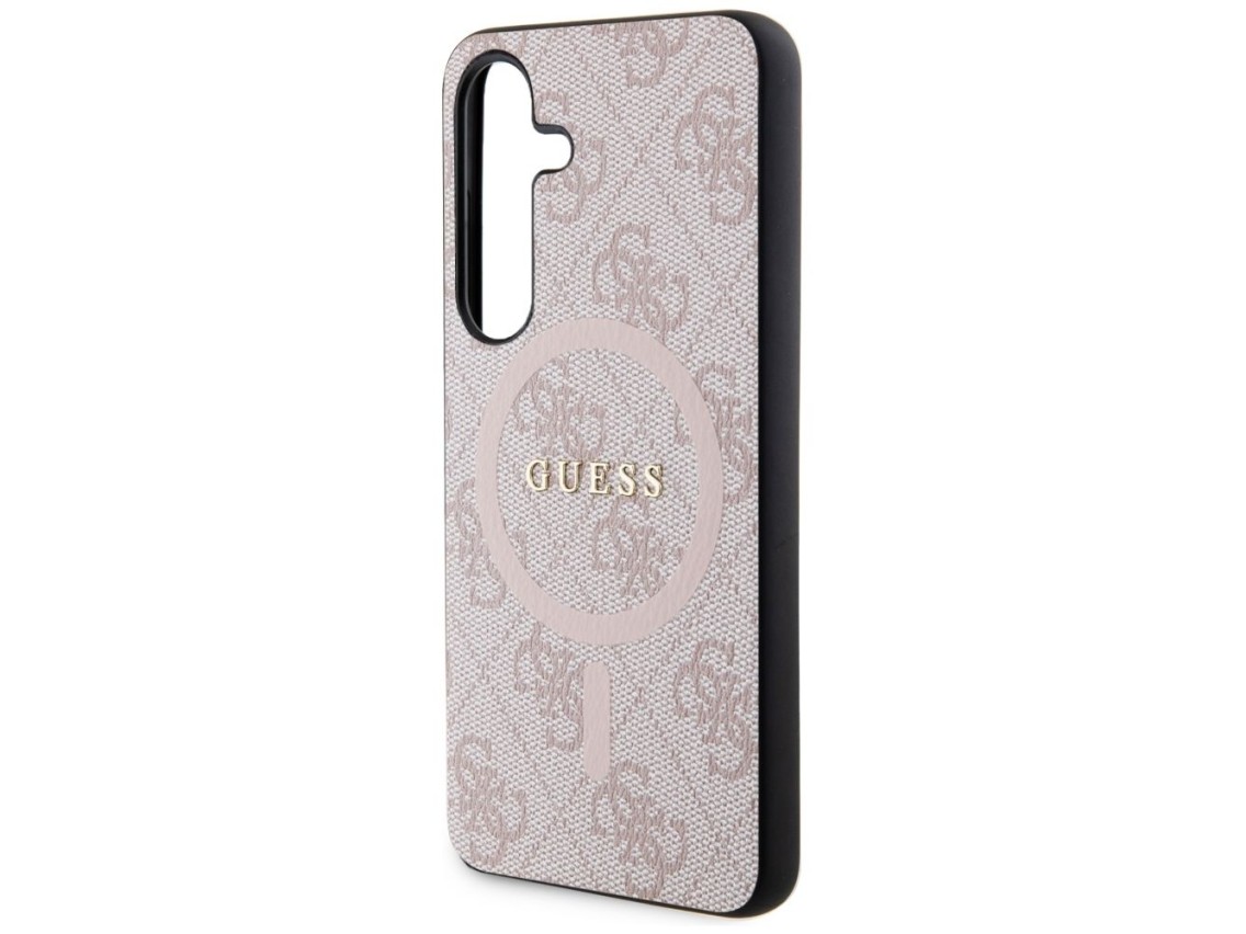 Guess 4G Collection Leather Metal Logo MagSafe Case for Samsung Galaxy S24 - Pink