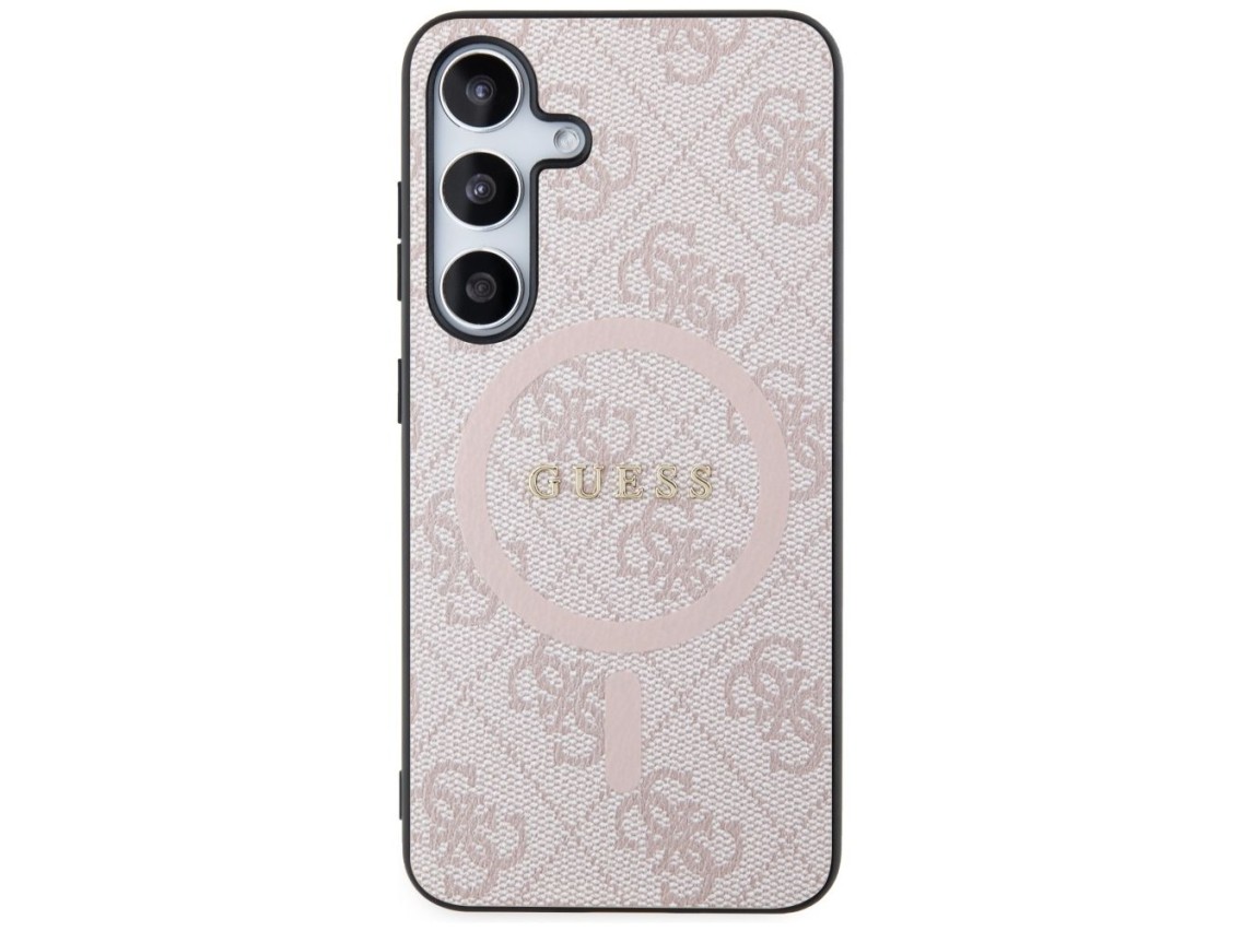 Guess 4G Collection Leather Metal Logo MagSafe Case for Samsung Galaxy S24 - Pink