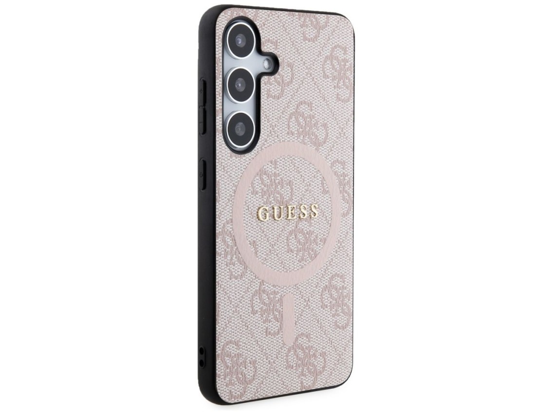 Guess 4G Collection Leather Metal Logo MagSafe Case for Samsung Galaxy S24 - Pink