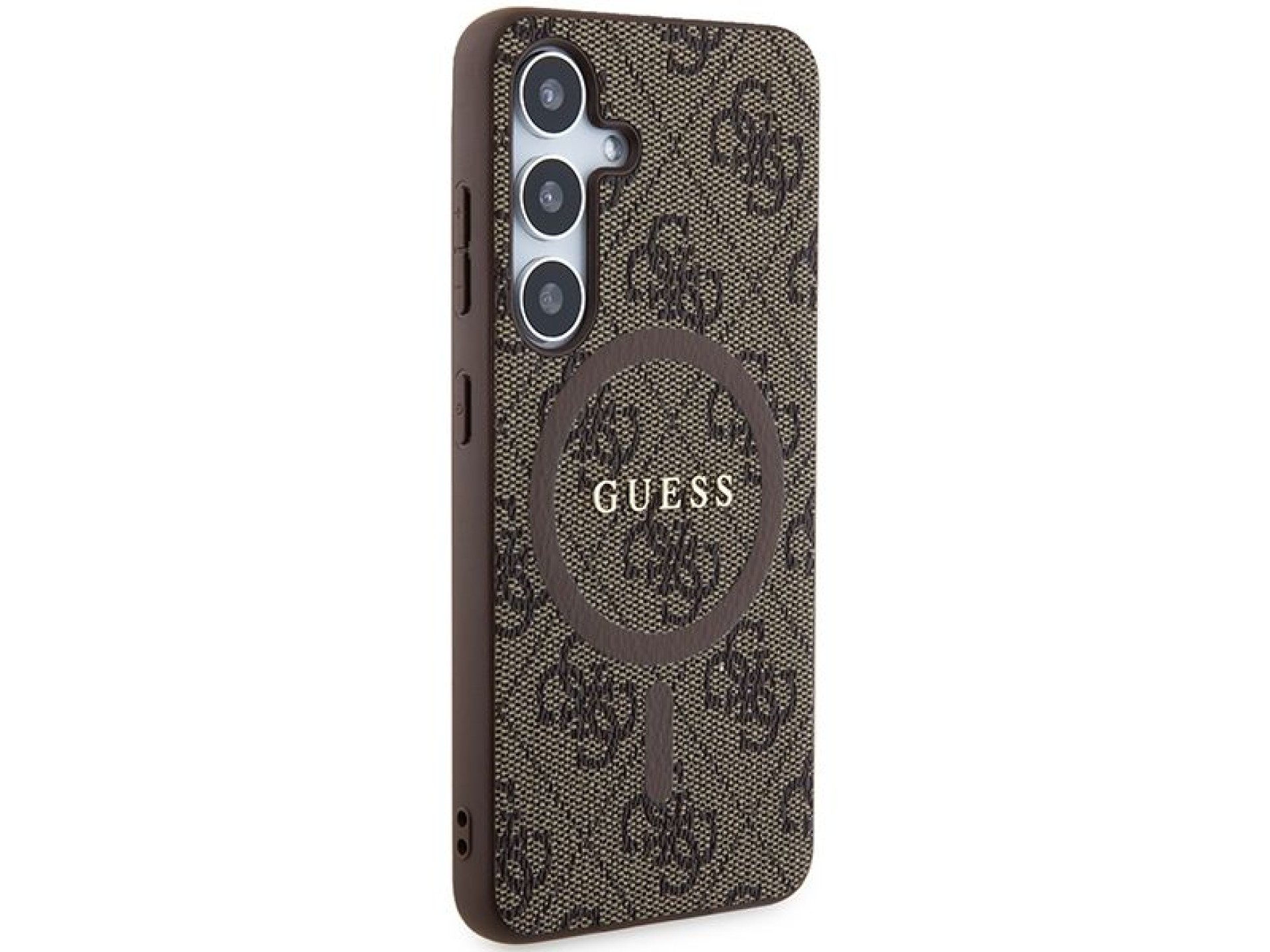 Guess 4G Collection Leather Metal Logo MagSafe Case for Samsung Galaxy S24 - Brown