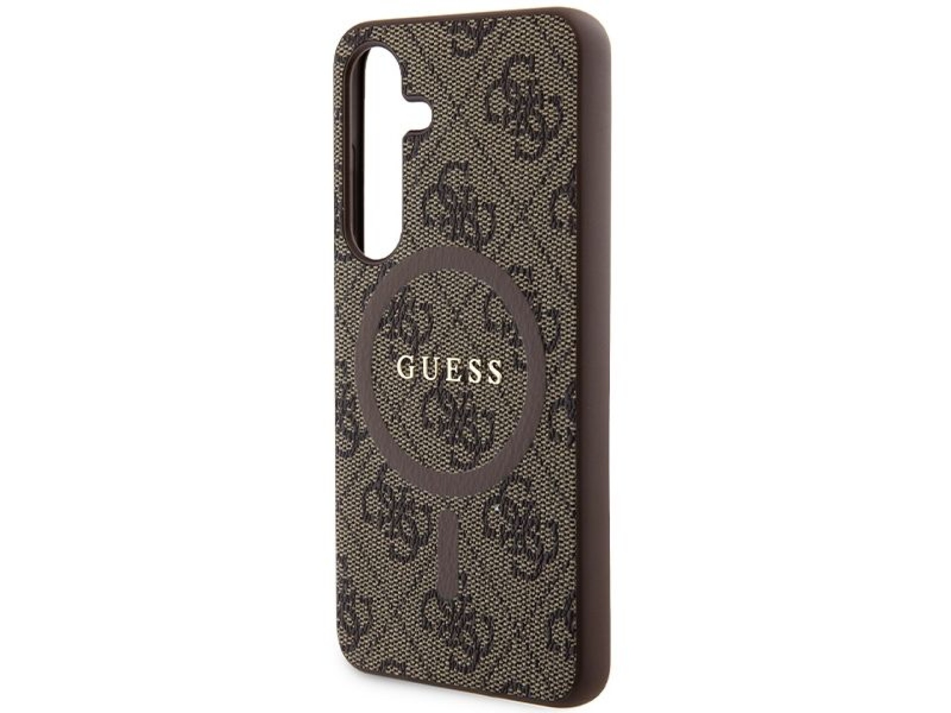 Guess 4G Collection Leather Metal Logo MagSafe Case for Samsung Galaxy S24 - Brown