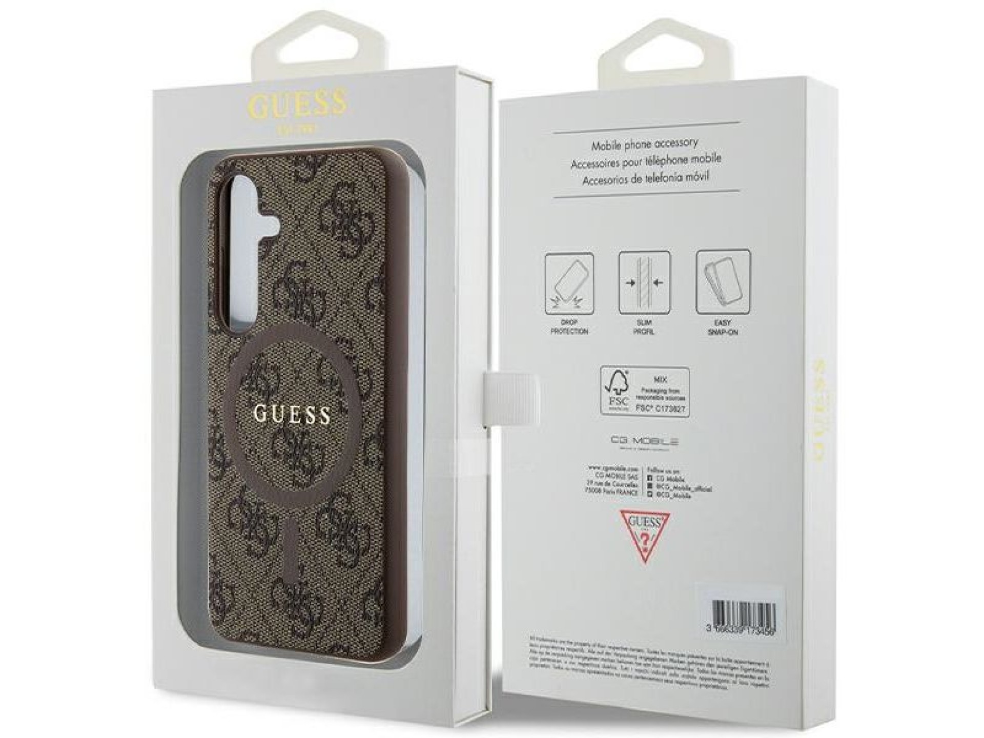 Guess 4G Collection Leather Metal Logo MagSafe Case for Samsung Galaxy S24 - Brown