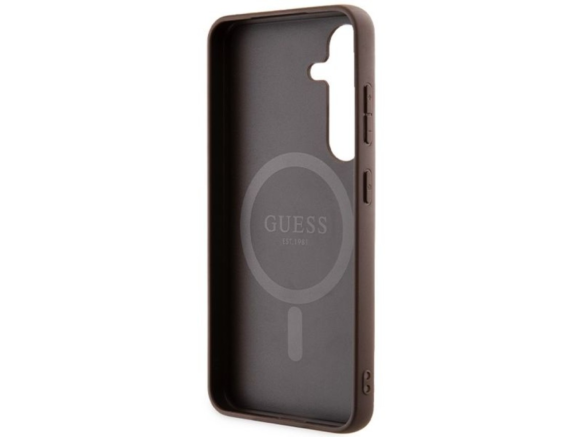 Guess 4G Collection Leather Metal Logo MagSafe Case for Samsung Galaxy S24 - Brown