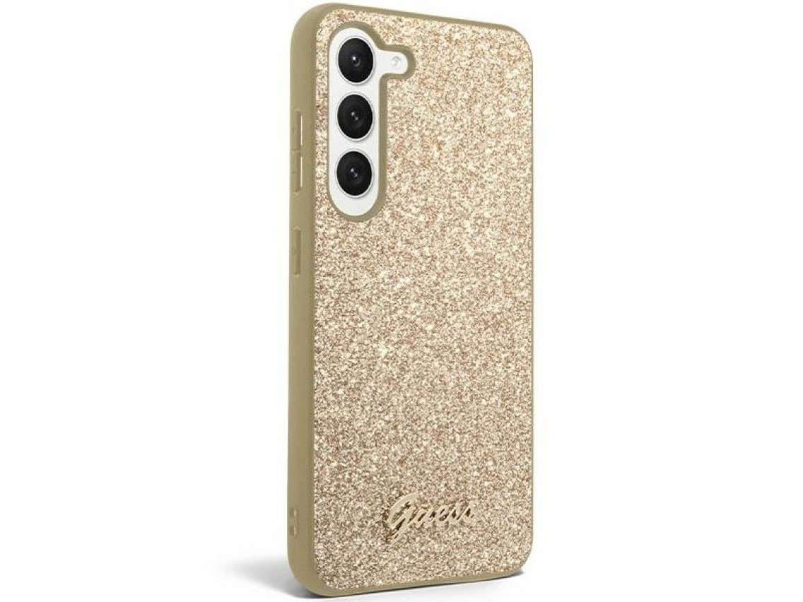Capa Guess Glitter Script para Samsung Galaxy S24+ - dourada