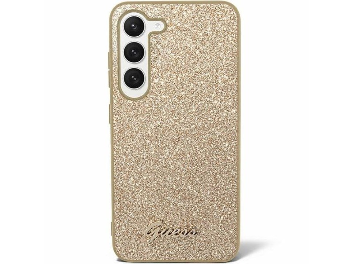 Capa Guess Glitter Script para Samsung Galaxy S24+ - dourada