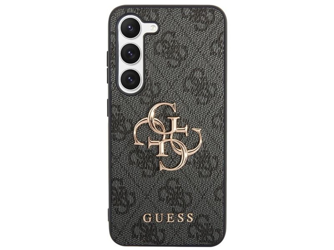Capa Guess 4G com logo grande em metal para Samsung Galaxy S24 - preta