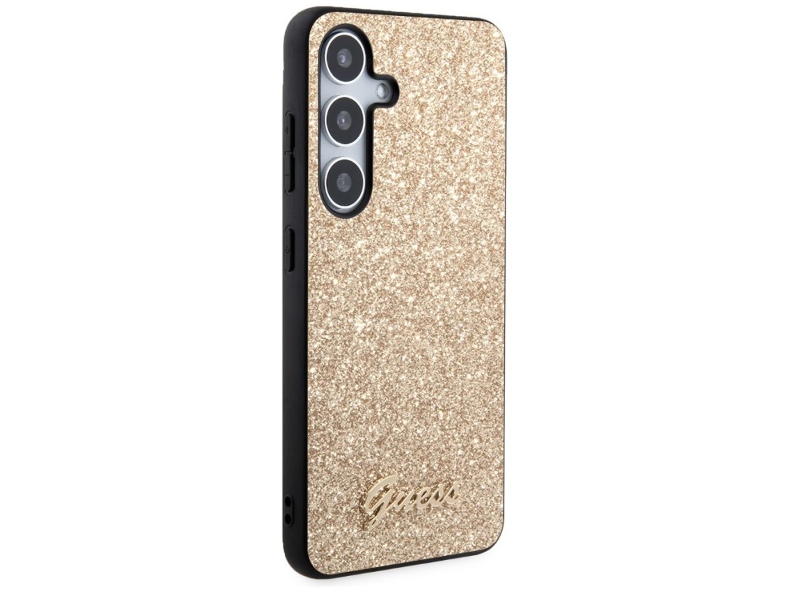 Capa Guess Glitter Script para Samsung Galaxy S24 - dourada